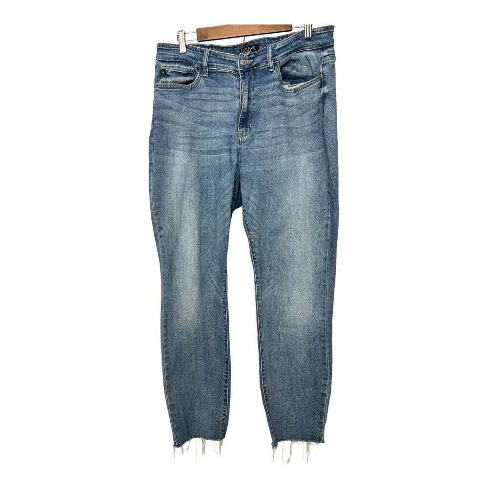 Judy Blue Jeans Womens 16W Blue Denim Boyfriend Fit Raw Hem Pants